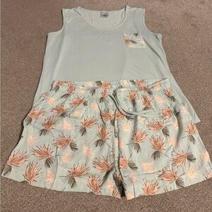 Serra Mint and Peach Leaf Pajama Set